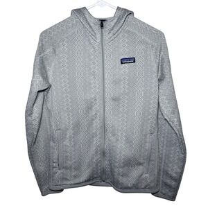 Patagonia Full Zip Hooded Jacket Women Small Gray Geometric Sweater